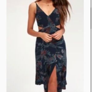 NWT Lulu’s cutout midi dress tropical print